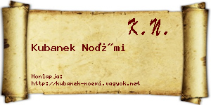 Kubanek Noémi névjegykártya